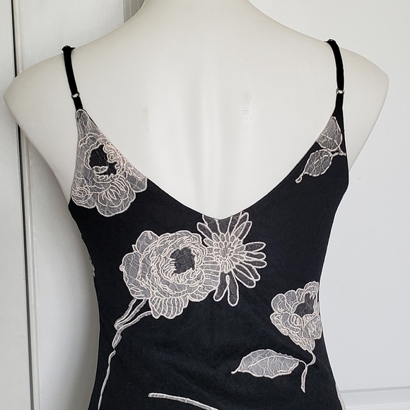 ASTR Black Ivory Floral Embroidered Lace Maxi Slip Dress M - Picture 8 of 11